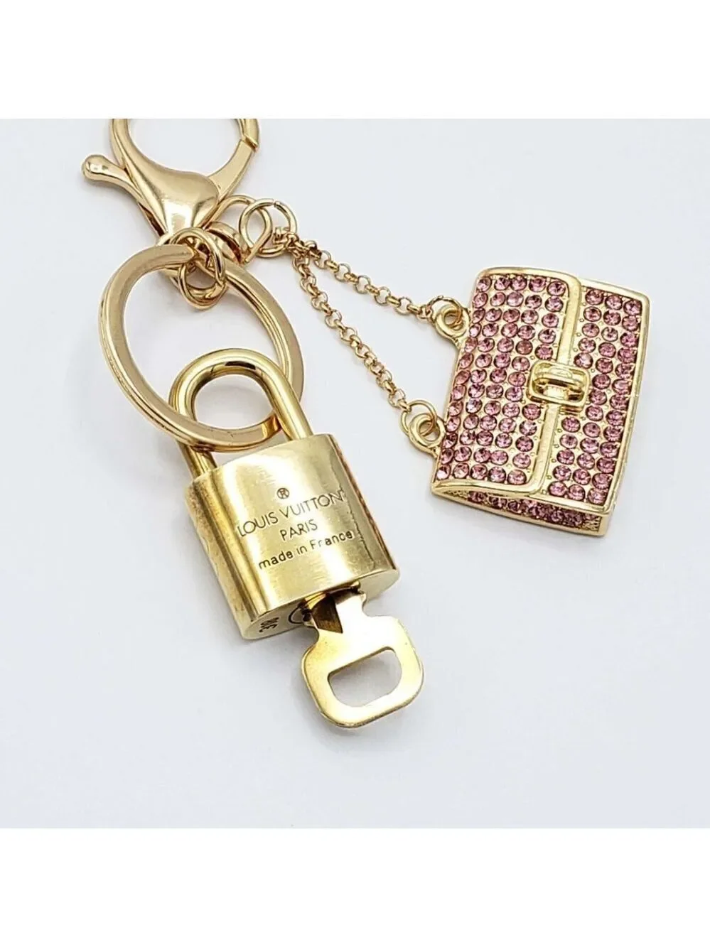 Authentic Louis Vuitton Padlock & Key Gold ✨Unbranded Bag Charm Keychain